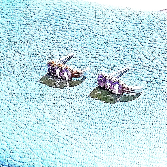 SOLD Tanzanite Stud Pierced Earrings - Picture 2 of 9